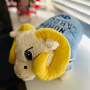 Plush Ram Toy with Blue Outfit